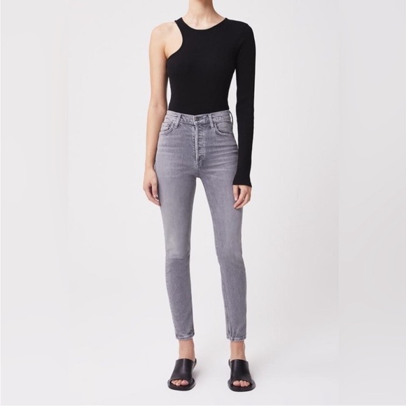 Agolde Nico High Rise Slim Fit Jeans Chime Gray 30 - Picture 10 of 11